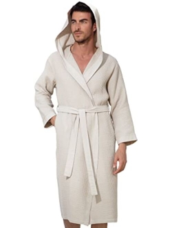 Seyante Men’s Waffle Robe with Piping – Lightweight Cotton, Full Length Robe, Ultra Soft Spa Sleepwear Bathrobe - Waffle Weave Robe