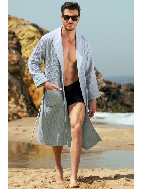 Buy Seyante Mens Waffle Robe With Piping Lightweight Cotton Full