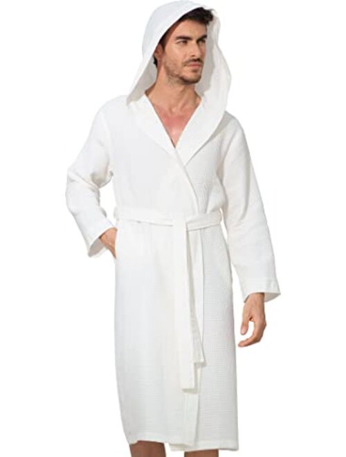 Seyante Men’s Waffle Robe with Piping – Lightweight Cotton, Full Length Robe, Ultra Soft Spa Sleepwear Bathrobe - Waffle Weave Robe