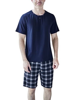 YIMANIE Mens Short Pajamas Cotton Set Two Piece Sets Loungewear Sleepwear