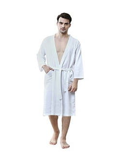 U/D Waffle Robes for Men Long, Mens Soft Lightweight Summer Robes/Bathrobes for Spa/Shower/Hot Tub