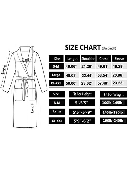 U/D Waffle Robes for Men Long, Mens Soft Lightweight Summer Robes/Bathrobes for Spa/Shower/Hot Tub