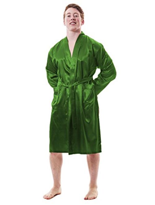 Up2date Fashion Men's Satin Robes with Front Pockets, Style-Gwn51