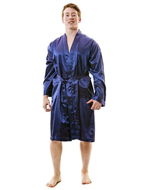 Up2date Fashion Men's Satin Robes with Front Pockets, Style-Gwn51