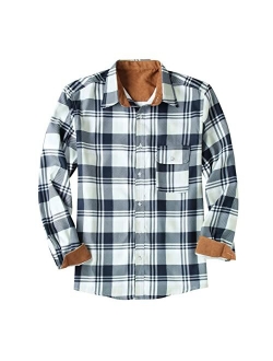 Lovor Mens Long Sleeve Sherpa Fleece Flannel Jackets Button Down Berber Lined Shackets Warm Camp Shirts Plaid Thermal Shirts