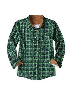 Lovor Mens Long Sleeve Sherpa Fleece Flannel Jackets Button Down Berber Lined Shackets Warm Camp Shirts Plaid Thermal Shirts