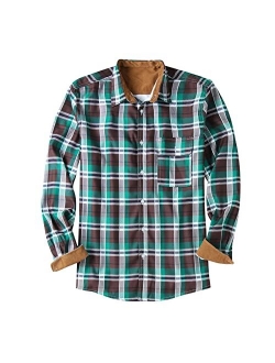 Lovor Mens Long Sleeve Sherpa Fleece Flannel Jackets Button Down Berber Lined Shackets Warm Camp Shirts Plaid Thermal Shirts