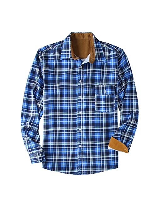 Lovor Mens Long Sleeve Sherpa Fleece Flannel Jackets Button Down Berber Lined Shackets Warm Camp Shirts Plaid Thermal Shirts