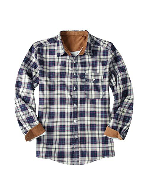 Lovor Mens Long Sleeve Sherpa Fleece Flannel Jackets Button Down Berber Lined Shackets Warm Camp Shirts Plaid Thermal Shirts