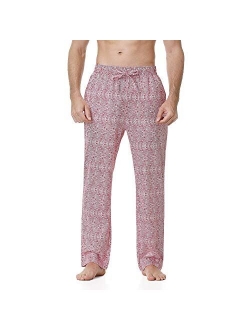 Alex Vando Mens Soft Cotton Printed Pajama Pants Sleepwear Bottom Lounge Pant with Drawstring for Men