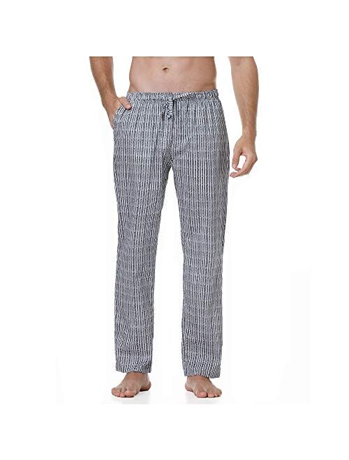 Alex Vando Mens Soft Cotton Printed Pajama Pants Sleepwear Bottom Lounge Pant with Drawstring for Men