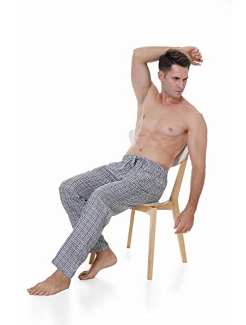 Alex Vando Mens Soft Cotton Printed Pajama Pants Sleepwear Bottom Lounge Pant with Drawstring for Men