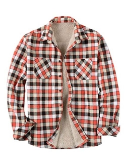 LifeHe Men's Sherpa Fleece Flannel Shirt Button Up Long Sleeve Plaid Shirts Jacket