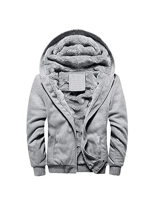 Towmus Jackets for Men,Men's Warm Sherpa Lined Fleece Plaid Flannel Shirt Button Down Zip Jacket Coat Sweatshirts Hoodies Tops