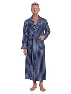 Noble Mount Twin Boat Mens Robe - 100% Cotton Flannel Robe, Full-Length Mens Bathrobe