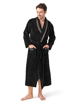 Men's Warm Robe Soft Coral Fleece Long Plush Bathrobe