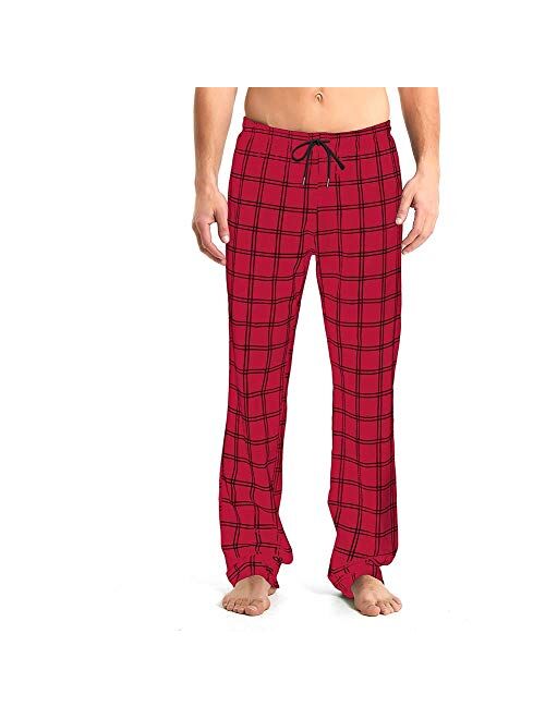 Idtswch Mens Tall Pajama Pants 34/36/38 Long Inseam Plaid Lounge Pants Sleepwear Pajama Bottoms 100% Cotton