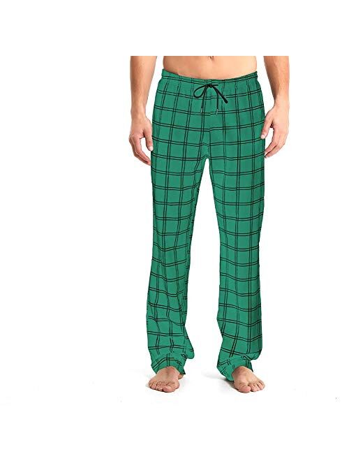 Idtswch Mens Tall Pajama Pants 34/36/38 Long Inseam Plaid Lounge Pants Sleepwear Pajama Bottoms 100% Cotton