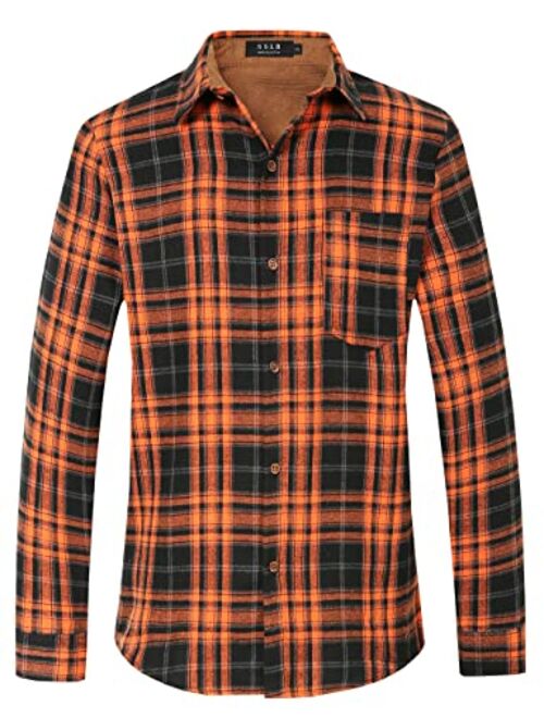 SSLR Mens Flannel Shirts Casual Button Down Brushed Long Sleeve Plaid Shirt for Men