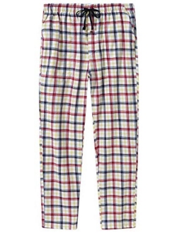 MoFiz Men's Pajama Bottom Pants Classic Cotton Plaid Pants Cozy Pajama Pants Drawstring Button Fly