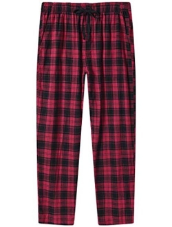 MoFiz Men's Pajama Bottom Pants Classic Cotton Plaid Pants Cozy Pajama Pants Drawstring Button Fly