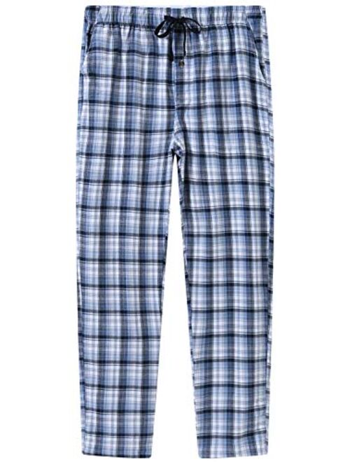 MoFiz Men's Pajama Bottom Pants Classic Cotton Plaid Pants Cozy Pajama Pants Drawstring Button Fly