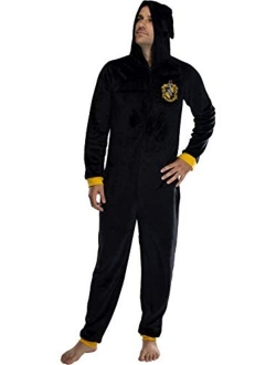 Intimo Harry Potter Men's Hooded One-Piece Pajama Union Suit - All 4 Houses Gryffindor, Slytherin, Ravenclaw, Hufflepuff