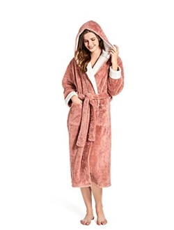 SlumberMee Mens and Womens Thick Warm Fleece Plush Robe with Hood Ultra Soft Fluffy Full Length Long with Pockets House Coat