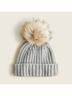 Ribbed pom-pom beanie