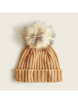 Ribbed pom-pom beanie