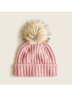 Ribbed pom-pom beanie