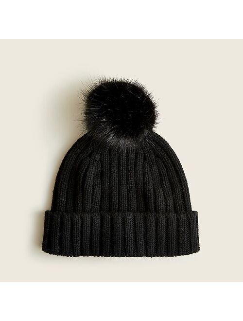 J.Crew Ribbed pom-pom beanie