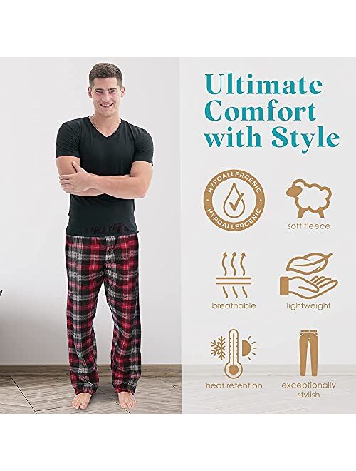 Active Club 2 Pack Men's PJ Microfleece Pajama Lounge/Pants Set Sleepwear PJs-with Pockets