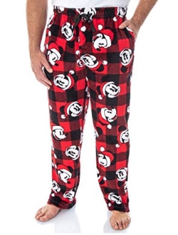 Mickey Mouse Men's Plaid Minky Plush Fleece Pajama Pants