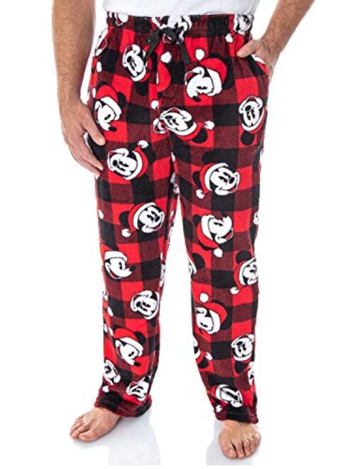 Disney Mickey Mouse Men's Plaid Minky Plush Fleece Pajama Pants