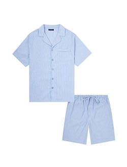 Noble Mount Twin Boat Men's 100% Woven Cotton Short Pajama Sleepwear Set