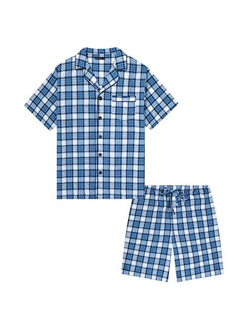 Noble Mount Twin Boat Men's 100% Woven Cotton Short Pajama Sleepwear Set