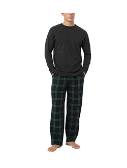 Men's 100% Cotton Flannel Plaid Pajama Set PJ Long Sleeve Tops Bottoms with Pockets M95