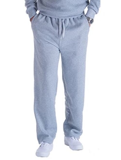 Leehanton Mens Fleece Sweatpants Athletic Leg Opening Jogger Pants with Pockets Running Pants