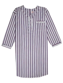 Comfort Men's Nightshirt Gown Long Sleeve Light Weight Cotton Poly