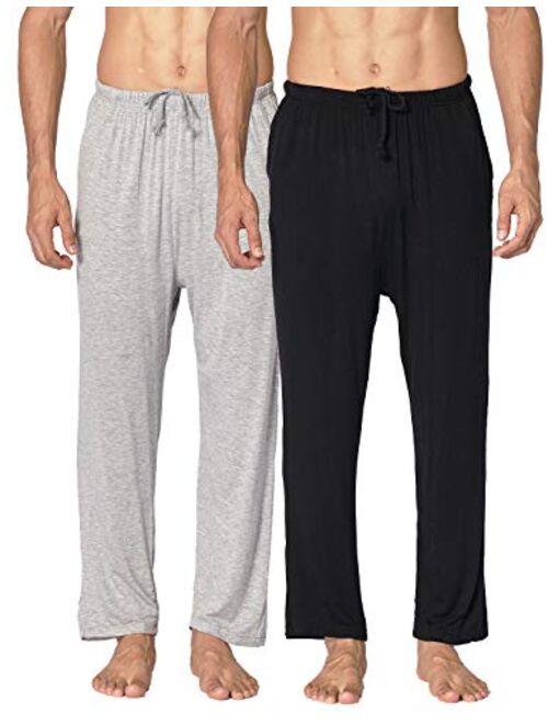 Locachy Men's Soft Knit Sleep Pants Pajama Pant with Pockets Lightweight Lounge PJ Bottoms(1 & 2 Packs)