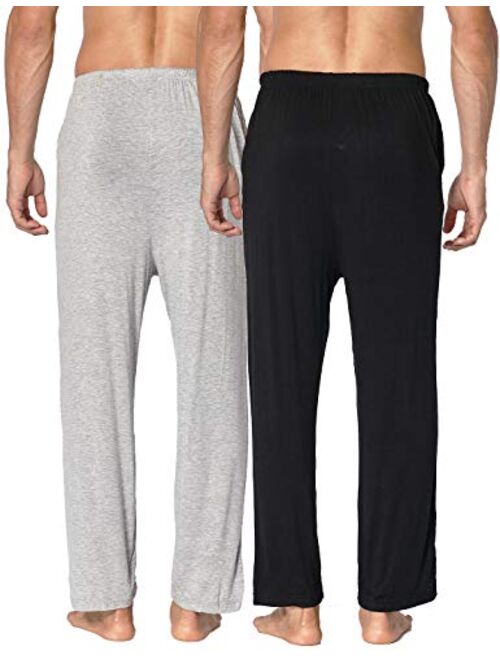 Locachy Men's Soft Knit Sleep Pants Pajama Pant with Pockets Lightweight Lounge PJ Bottoms(1 & 2 Packs)