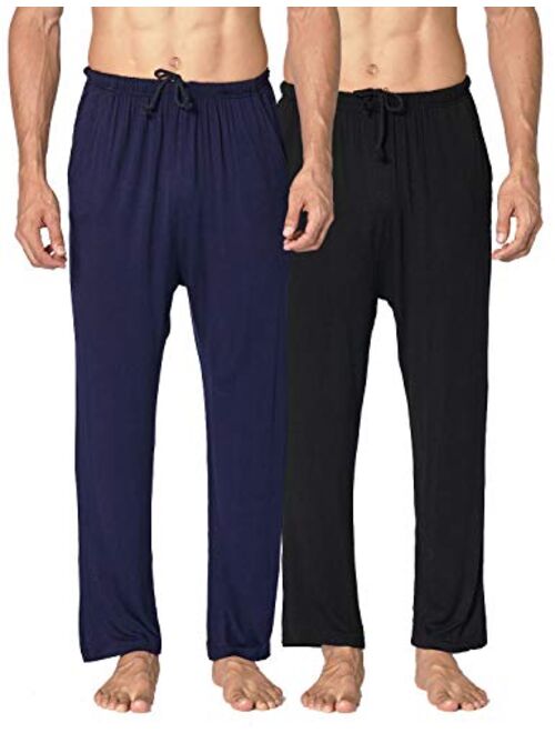 Locachy Men's Soft Knit Sleep Pants Pajama Pant with Pockets Lightweight Lounge PJ Bottoms(1 & 2 Packs)