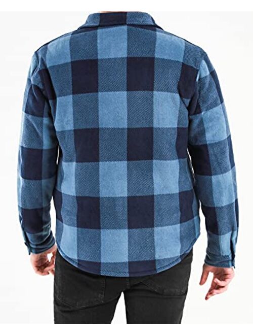 Men's Warm Sherpa Flannel Shirt Jacket Heavy Fleece Lined Plaid Button Up Jackets