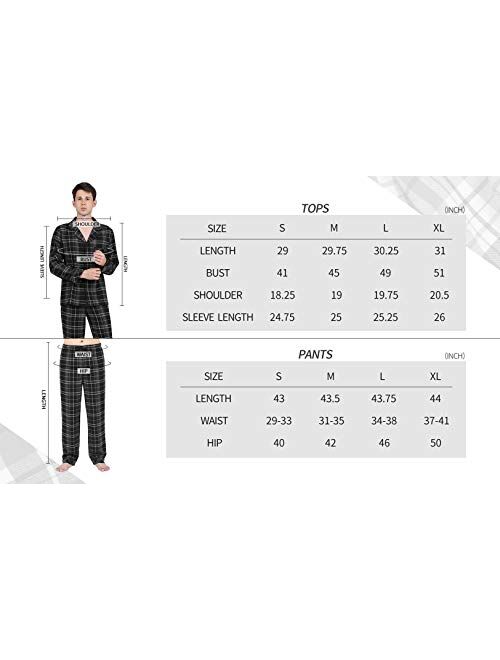 DISHANG Men's Pajama Set Long Sleeve Sleepwear Lightweight Button Down Tops and Pants/Bottoms Classic Broadcloth PJ Set