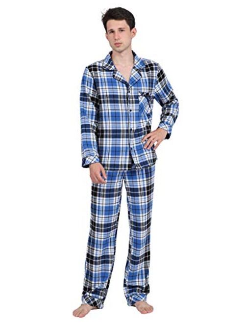 DISHANG Men's Pajama Set Long Sleeve Sleepwear Lightweight Button Down Tops and Pants/Bottoms Classic Broadcloth PJ Set