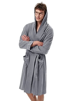 SIORO Men's Cotton Robe Lightweight, Soft Kimono Knee Length Bathrobes for Spa and House, M-XXL