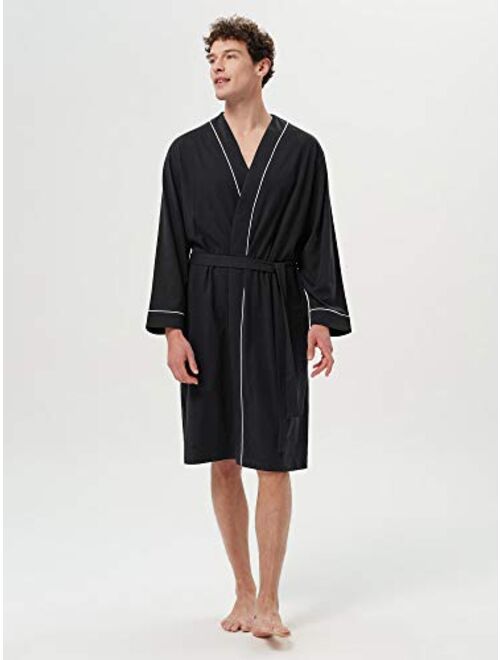 SIORO Men's Cotton Robe Lightweight, Soft Kimono Knee Length Bathrobes for Spa and House, M-XXL