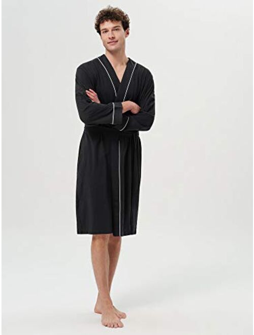 SIORO Men's Cotton Robe Lightweight, Soft Kimono Knee Length Bathrobes for Spa and House, M-XXL