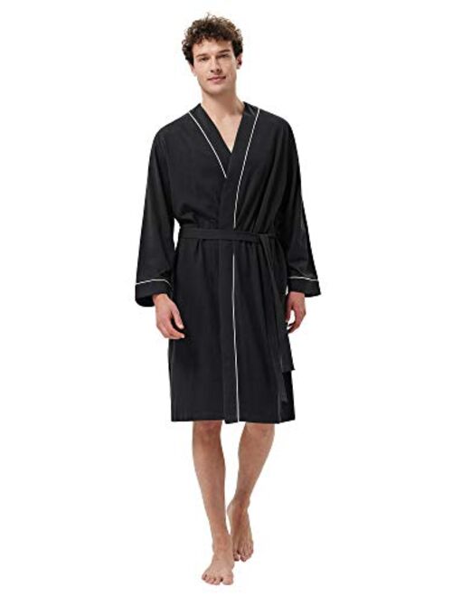 SIORO Men's Cotton Robe Lightweight, Soft Kimono Knee Length Bathrobes for Spa and House, M-XXL